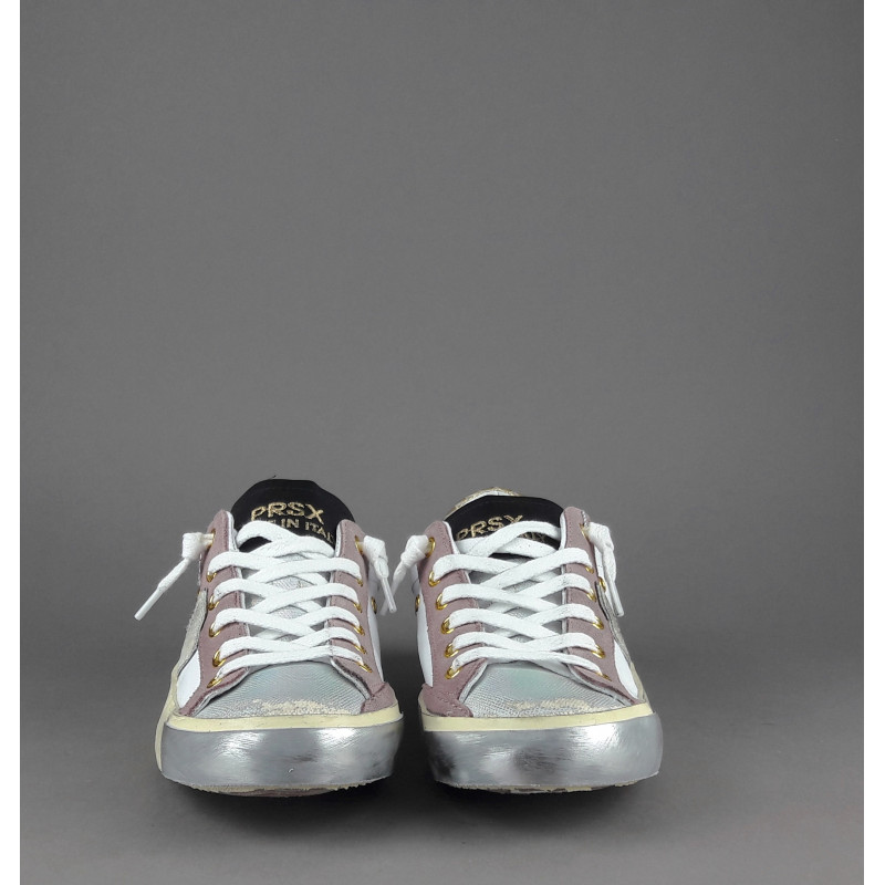 Philippe Model Sneakers Donna Paris x Pelle Bianco Rosa Spoiler Oro Prezzo 340,00