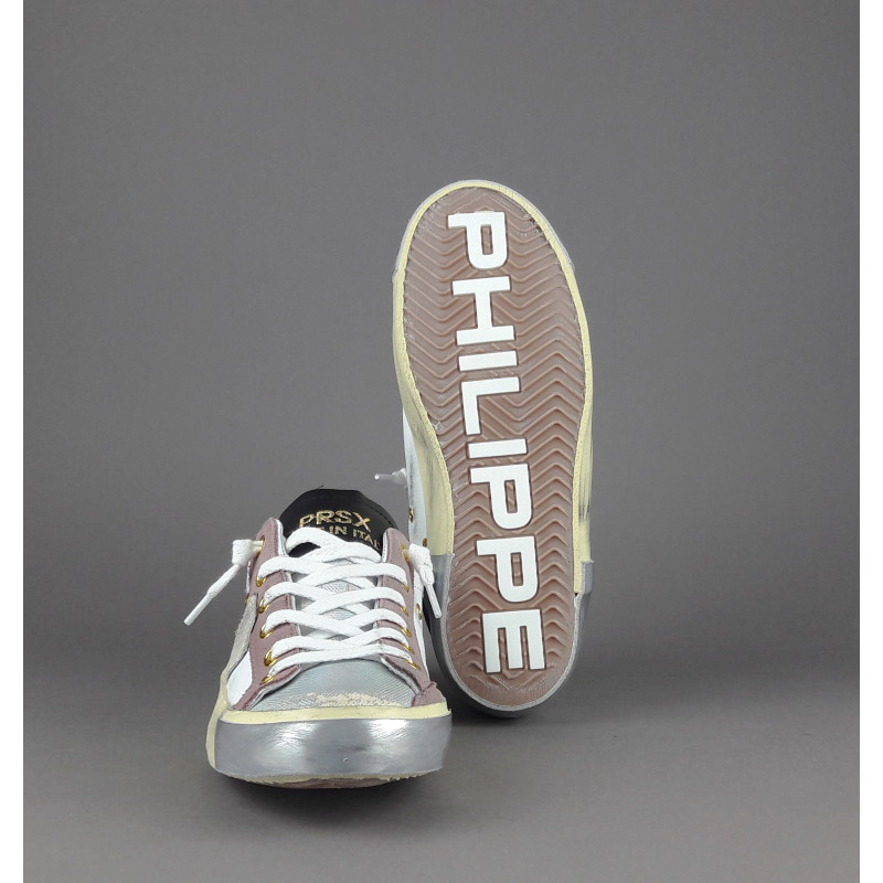 Philippe Model Sneakers Donna Paris x Pelle Bianco Rosa Spoiler Oro Prezzo 340,00