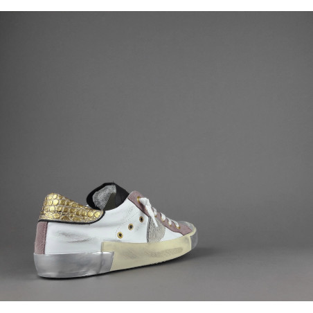 Philippe Model Sneakers Donna Paris x Pelle Bianco Rosa Spoiler Oro Prezzo 340,00