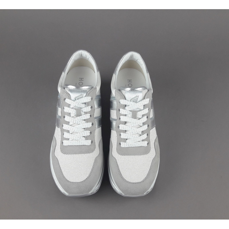 Hogan Midi Platform H483 Donna Camoscio E Tela Grigio Chiaro H Pelle Metal Prezzo 450,00