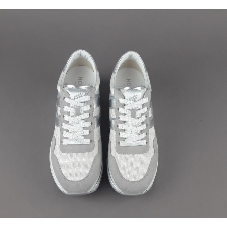 Hogan Midi Platform H483 Donna Camoscio E Tela Grigio Chiaro H Pelle Metal Prezzo 450,00