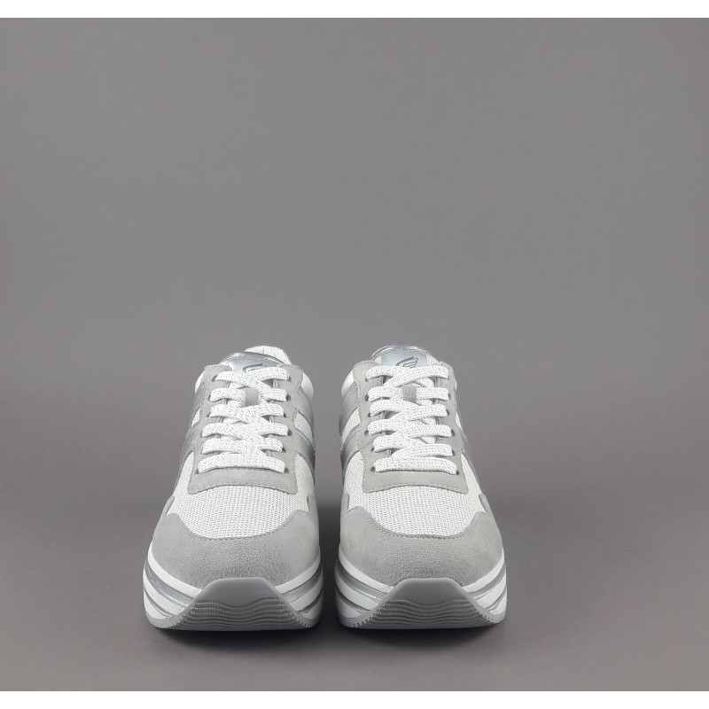 Hogan Midi Platform H483 Donna Camoscio E Tela Grigio Chiaro H Pelle Metal Prezzo 450,00