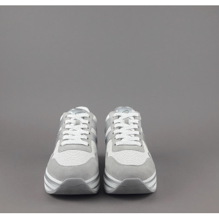 Hogan Midi Platform H483 Donna Camoscio E Tela Grigio Chiaro H Pelle Metal Prezzo 450,00