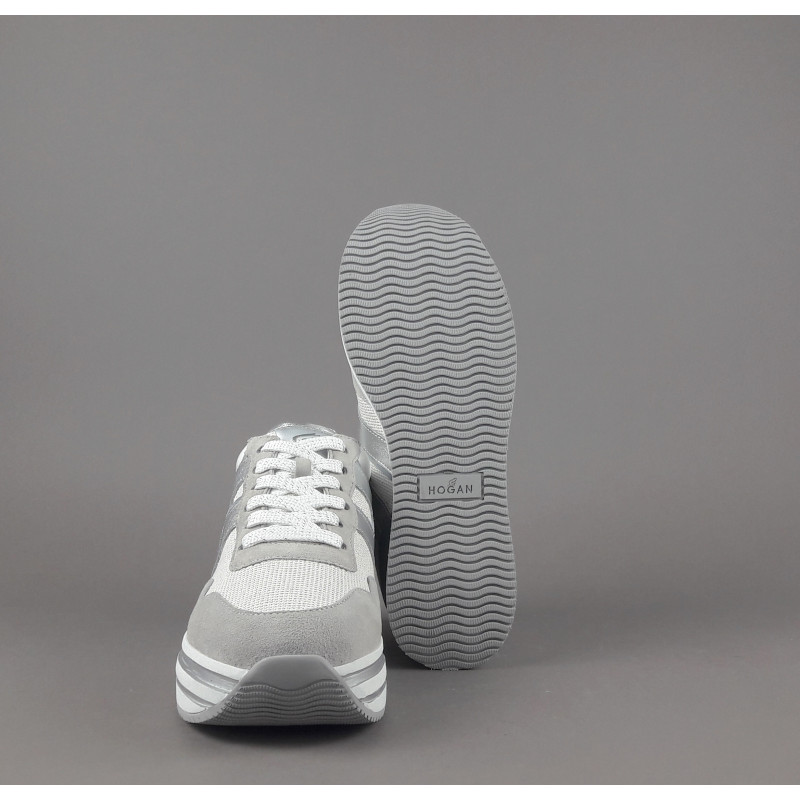 Hogan Midi Platform H483 Donna Camoscio E Tela Grigio Chiaro H Pelle Metal Prezzo 450,00