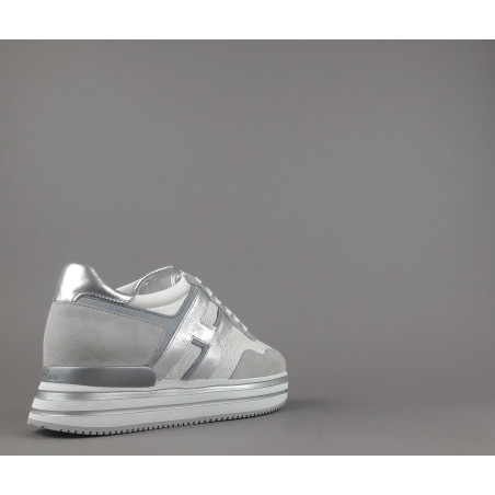 Hogan Midi Platform H483 Donna Camoscio E Tela Grigio Chiaro H Pelle Metal Prezzo 450,00