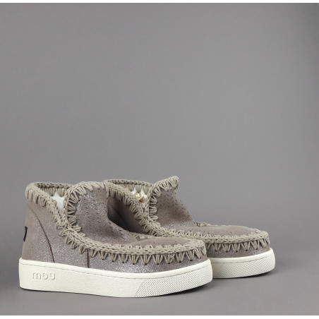 Mou Summer Eskimo Sneakers Donna Camoscio Effetto Microglitter Traforato Grigio Prezzo 170,00