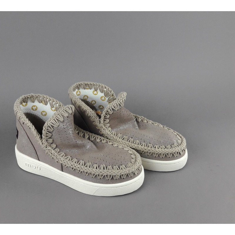 Mou Summer Eskimo Sneakers Donna Camoscio Effetto Microglitter Traforato Grigio Prezzo 170,00