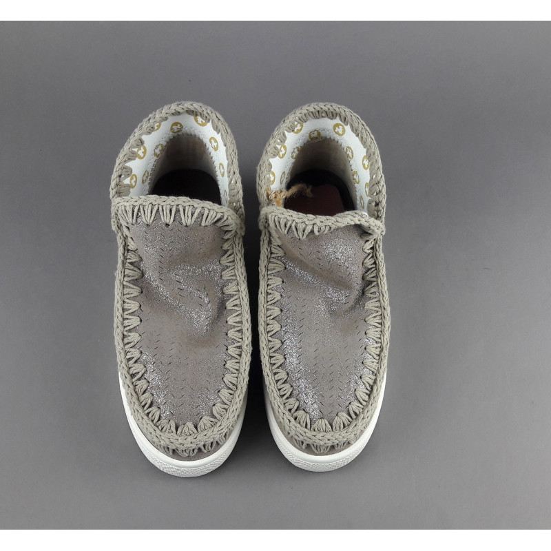 Mou Summer Eskimo Sneakers Donna Camoscio Effetto Microglitter Traforato Grigio Prezzo 170,00