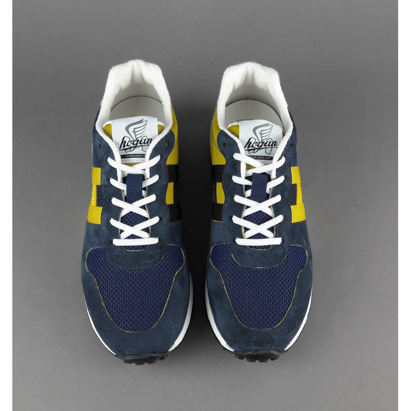 Hogan " Sneakers H383 Uomo Camoscio Tela Blu Scuro H Giallo Pezzo 320,00