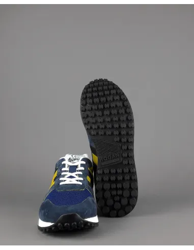 Hogan " Sneakers H383 Uomo Camoscio Tela Blu Scuro H Giallo Pezzo 320,00
