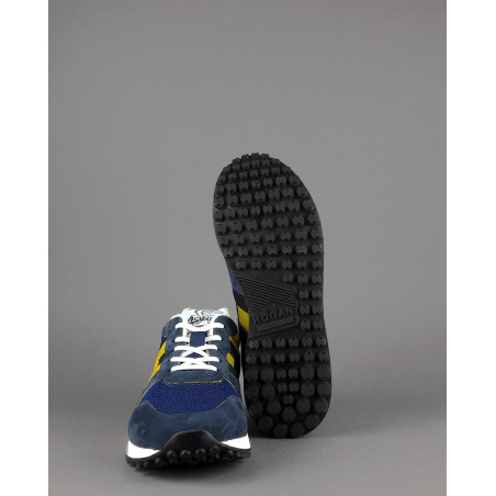 Hogan " Sneakers H383 Uomo Camoscio Tela Blu Scuro H Giallo Pezzo 320,00