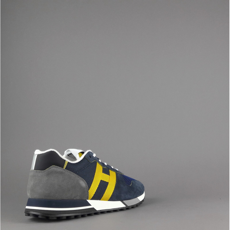 Hogan " Sneakers H383 Uomo Camoscio Tela Blu Scuro H Giallo Pezzo 320,00