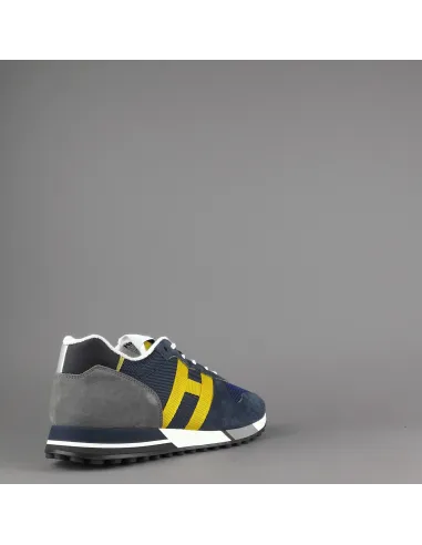 Hogan " Sneakers H383 Uomo Camoscio Tela Blu Scuro H Giallo Pezzo 320,00