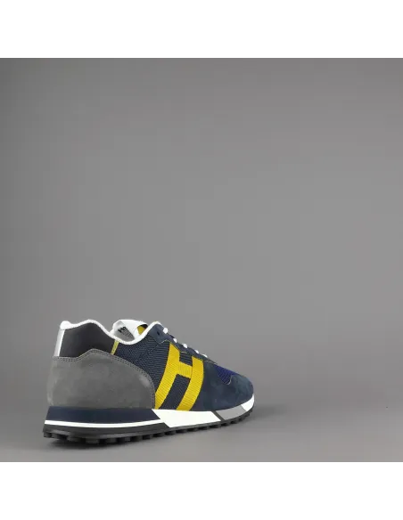 Hogan Sneakers H383 Uomo Camoscio Tela Blu Scuro H Giallo Pezzo 320,00