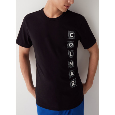 Colmar _ Sa T-Shirt Uomo Logo In Rilievo Cotone Nero Prezzo 60,00