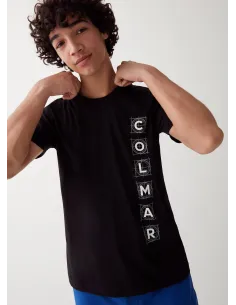 Colmar T-Shirt Uomo Logo In Rilievo Cotone Nero Prezzo 60,00