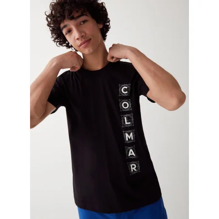 Colmar _ Sa T-Shirt Uomo Logo In Rilievo Cotone Nero Prezzo 60,00