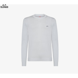 Sun 68 _ Sa Maglia Uomo Girocollo Cotone Bianco Con Toppe Prezzo 130,00