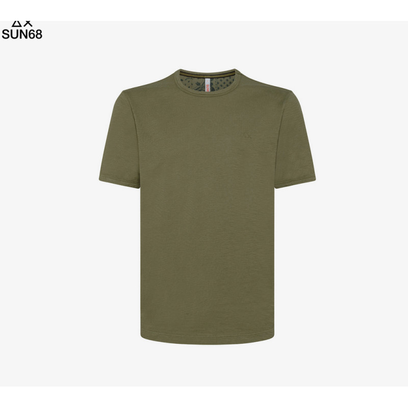 Sun 68 _ Sa T-Shirt Uomo Girocollo Cotone Verde Militare Prezzo 45,00