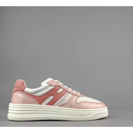 Hogan Sneakers Donna H630 Pelle Perlata Rosa/Bianco Opaco H Lunga Pelle Prezzo 390,00