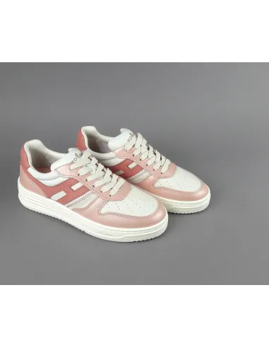 Hogan _ Sneakers Donna H630 Pelle Perlata Rosa/Bianco Opaco H Lunga Pelle Prezzo 390,00