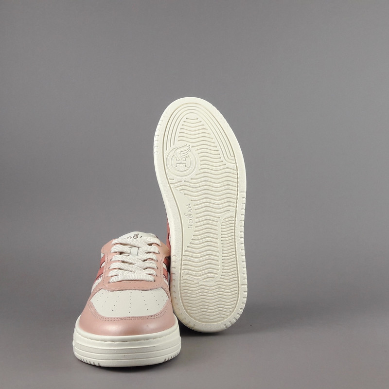 Hogan Sneakers Donna H630 Pelle Perlata Rosa/Bianco Opaco H Lunga Pelle Prezzo 390,00