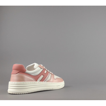 Hogan Sneakers Donna H630 Pelle Perlata Rosa/Bianco Opaco H Lunga Pelle Prezzo 390,00