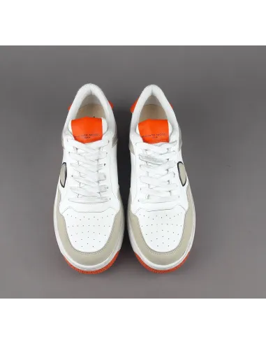 Philippe Model Sneakers Uomo Low Lyon Microfibra Vegan Bianco Arancio Fluo Prezzo 260,00