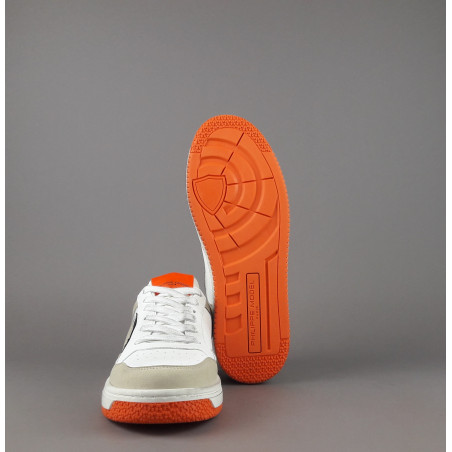 Philippe Model _ Sa Sneakers Uomo Low Lyon Microfibra Vegan Bianco Arancio Fluo Prezzo 260,00
