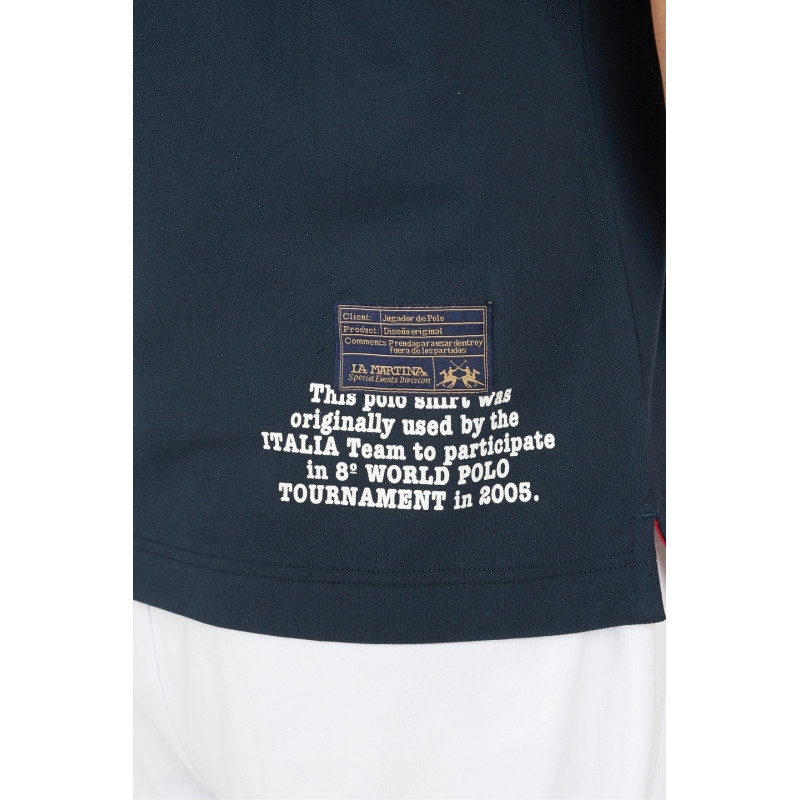 La Martina _ Sa Polo Uomo Valette Piqué Di Cotone Stretch Fit Regular Blu Scuro Prezzo 160,00