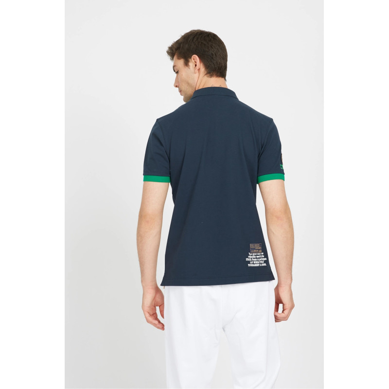 La Martina _ Sa Polo Uomo Valette Piqué Di Cotone Stretch Fit Regular Blu Scuro Prezzo 160,00
