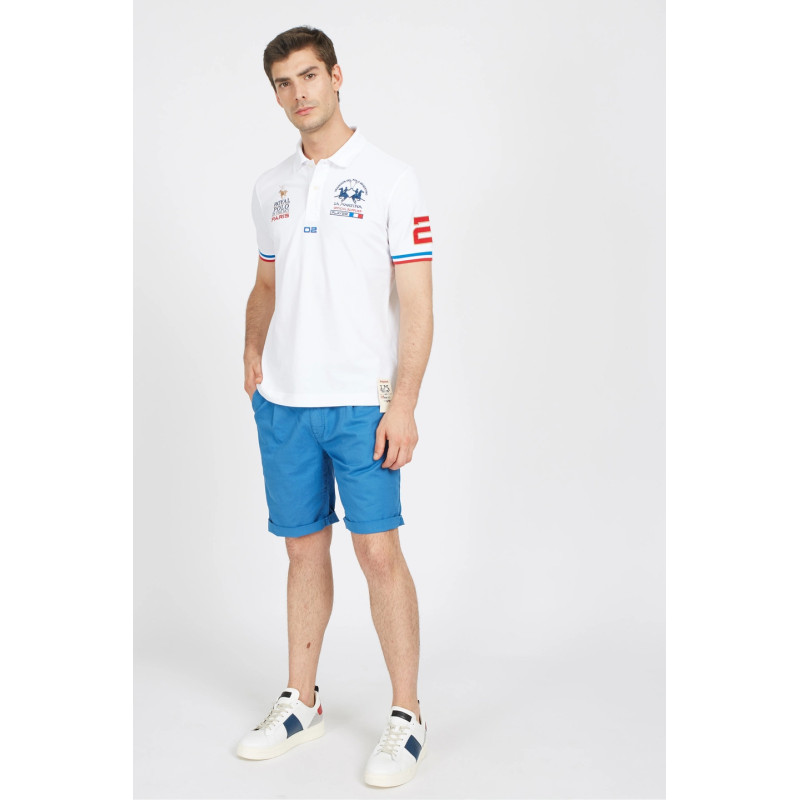 La Martina _ Sa Polo Uomo Valerio Piqué Di Cotone Stretch Fit Regular Bianco Prezzo 160,00