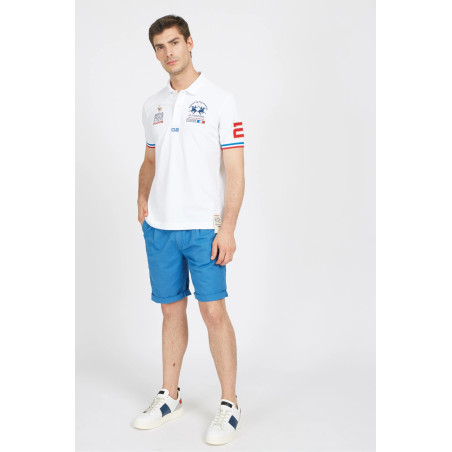 La Martina _ Sa Polo Uomo Valerio Piqué Di Cotone Stretch Fit Regular Bianco Prezzo 160,00
