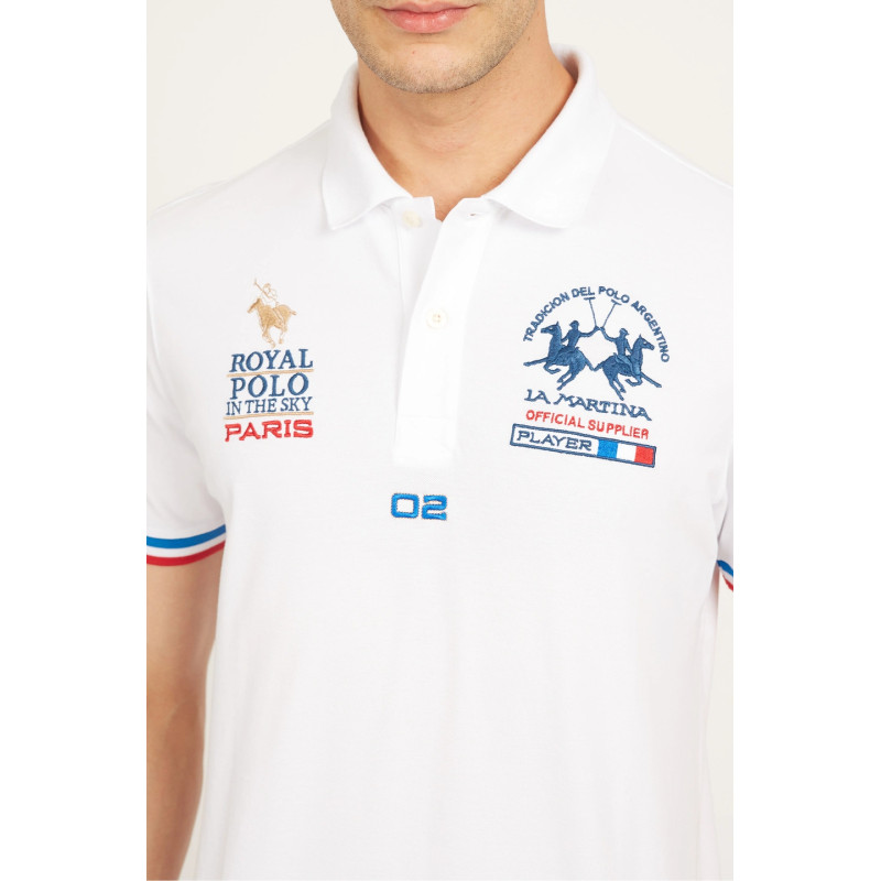 La Martina _ Sa Polo Uomo Valerio Piqué Di Cotone Stretch Fit Regular Bianco Prezzo 160,00