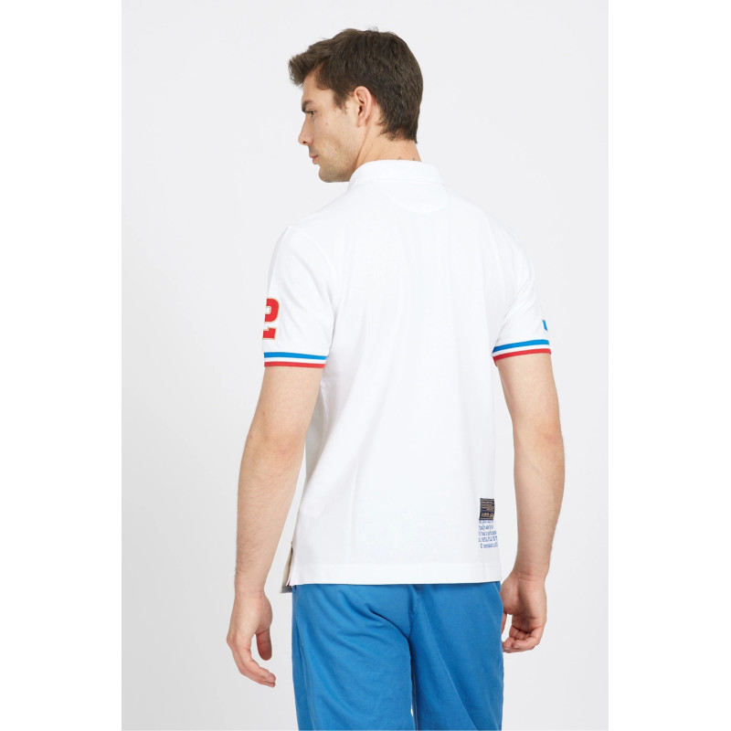 La Martina _ Sa Polo Uomo Valerio Piqué Di Cotone Stretch Fit Regular Bianco Prezzo 160,00