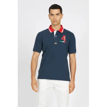 La Martina Polo Uomo Van Piqué Di Cotone Stretch Fit Regular Blu Scuro Prezzo 165,00