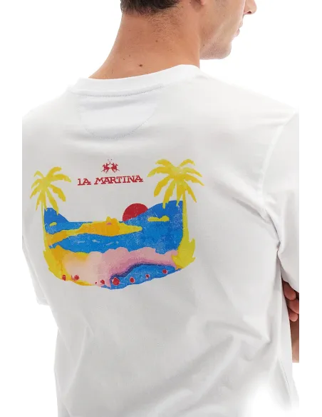 La Martina T-Shirt Uomo Veryl Cotone Over Fit Bianco Prezzo 70,00