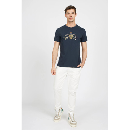La Martina _ Sa T-Shirt Uomo Vic Cotone Fit Regular Blu Scuro Prezzo 75,00