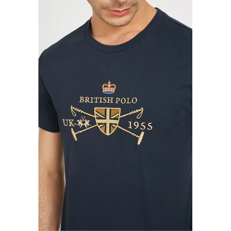 La Martina _ Sa T-Shirt Uomo Vic Cotone Fit Regular Blu Scuro Prezzo 75,00