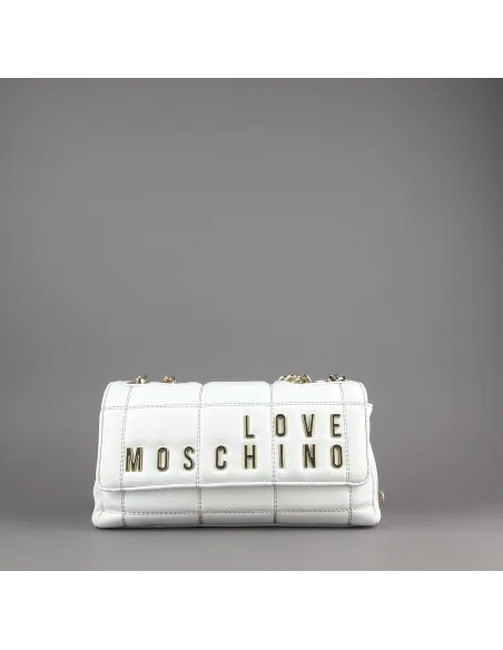 Love Moschino _ Borsa A Spalla Piccola Donna Pu Trapuntato Bianco Prezzo 190,00