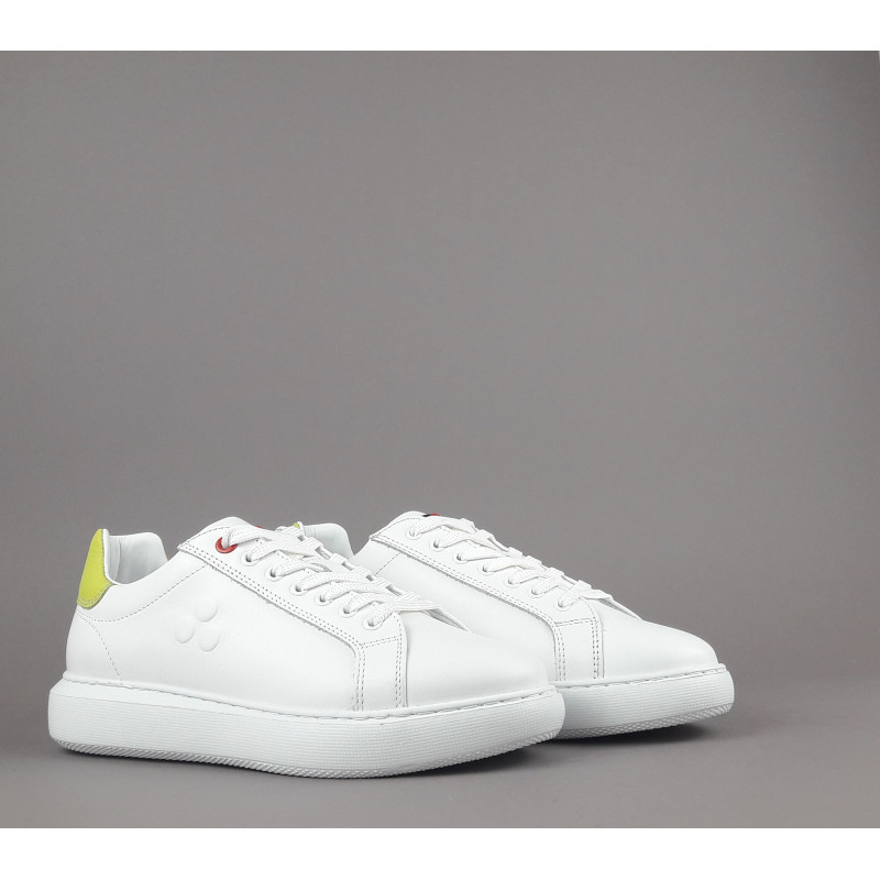 Peuterey _ Sa Sneakers Donna Pelle Bianco Spoiler Verde Acido Prezzo 215,00