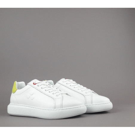 Peuterey _ Sa Sneakers Donna Pelle Bianco Spoiler Verde Acido Prezzo 215,00
