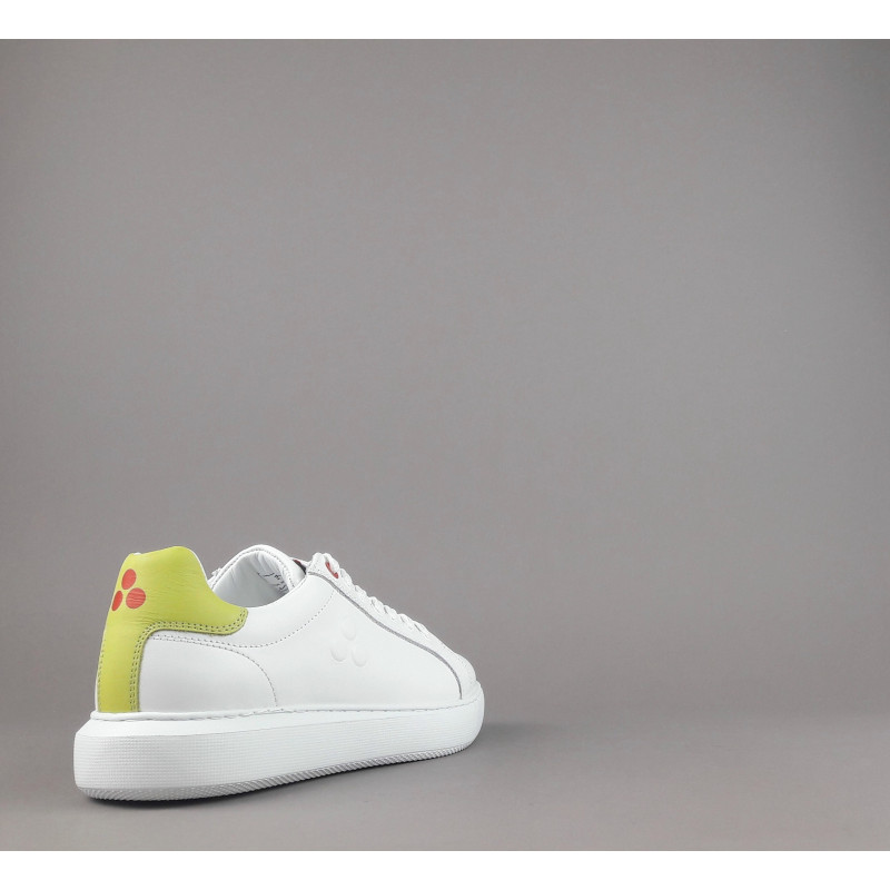 Peuterey _ Sa Sneakers Donna Pelle Bianco Spoiler Verde Acido Prezzo 215,00