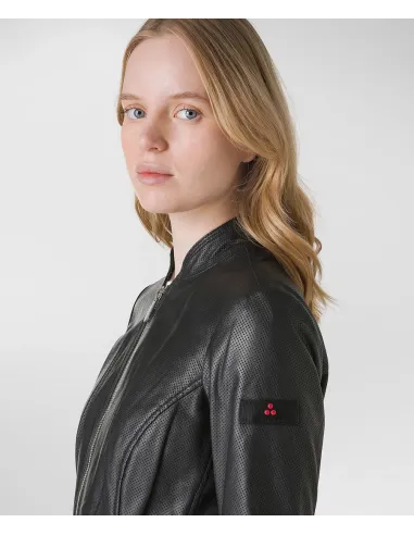 Peuterey _ Sa Giubbino Biker Donna Pelle Nero Prezzo 620,00
