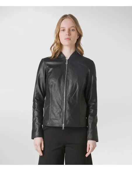 Peuterey Giubbino Biker Donna Pelle Nero Prezzo 620,00