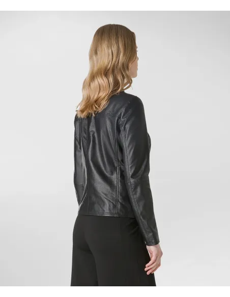 Peuterey Giubbino Biker Donna Pelle Nero Prezzo 620,00