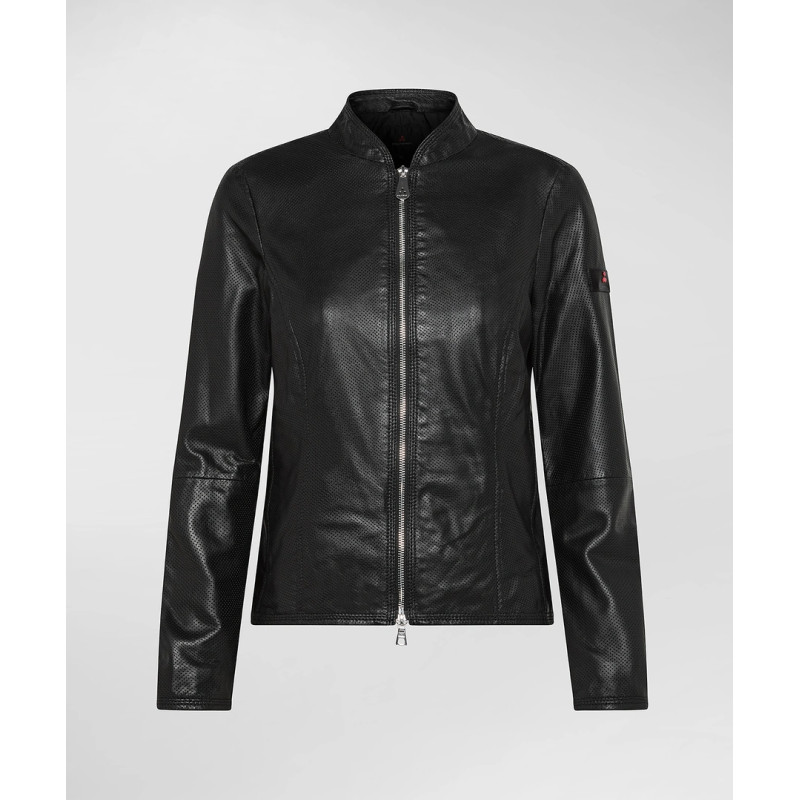 Peuterey _ Sa Giubbino Biker Donna Pelle Nero Prezzo 620,00