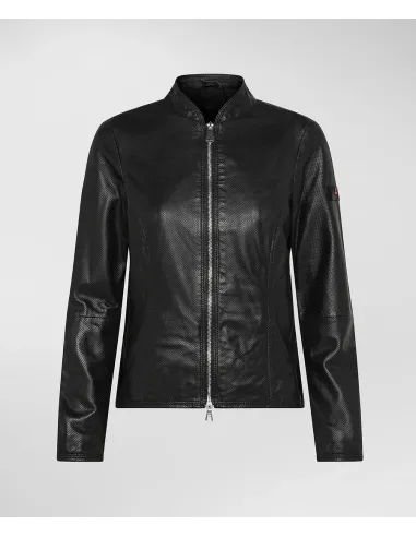 Peuterey _ Sa Giubbino Biker Donna Pelle Nero Prezzo 620,00