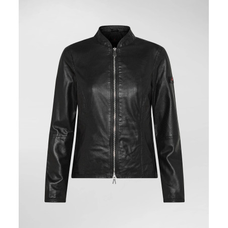Peuterey _ Sa Giubbino Biker Donna Pelle Nero Prezzo 620,00