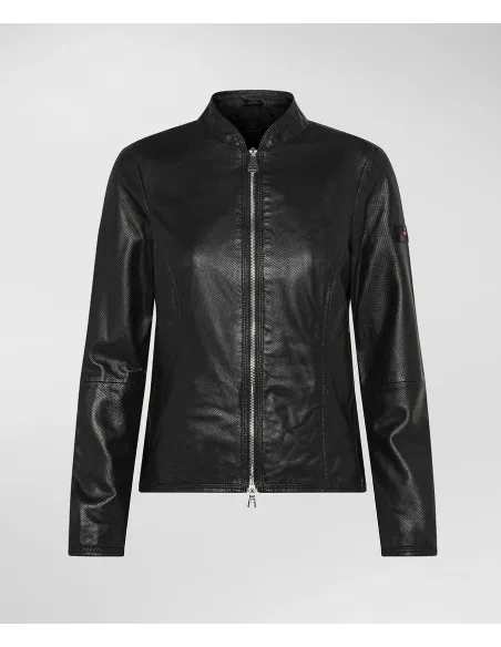 Peuterey Giubbino Biker Donna Pelle Nero Prezzo 620,00
